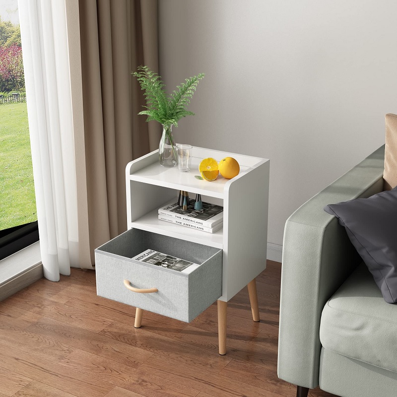 LUCKNOCK NightStand with Fabric Drawer Saves More Space 